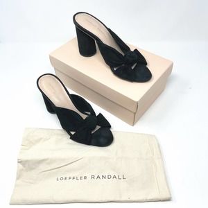 Loeffler Randall Women's Black Coco Knotted Suede Block Heel Mules size 7